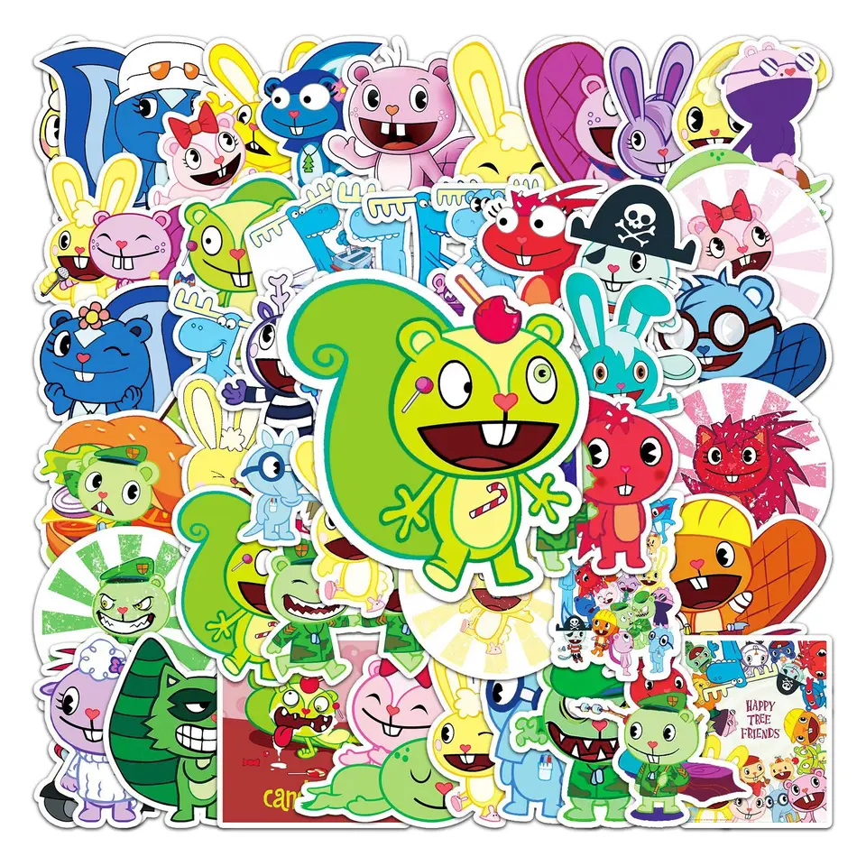 10/30/50PCS Friends of Happy Tree Cartoon Graffiti Waterproof