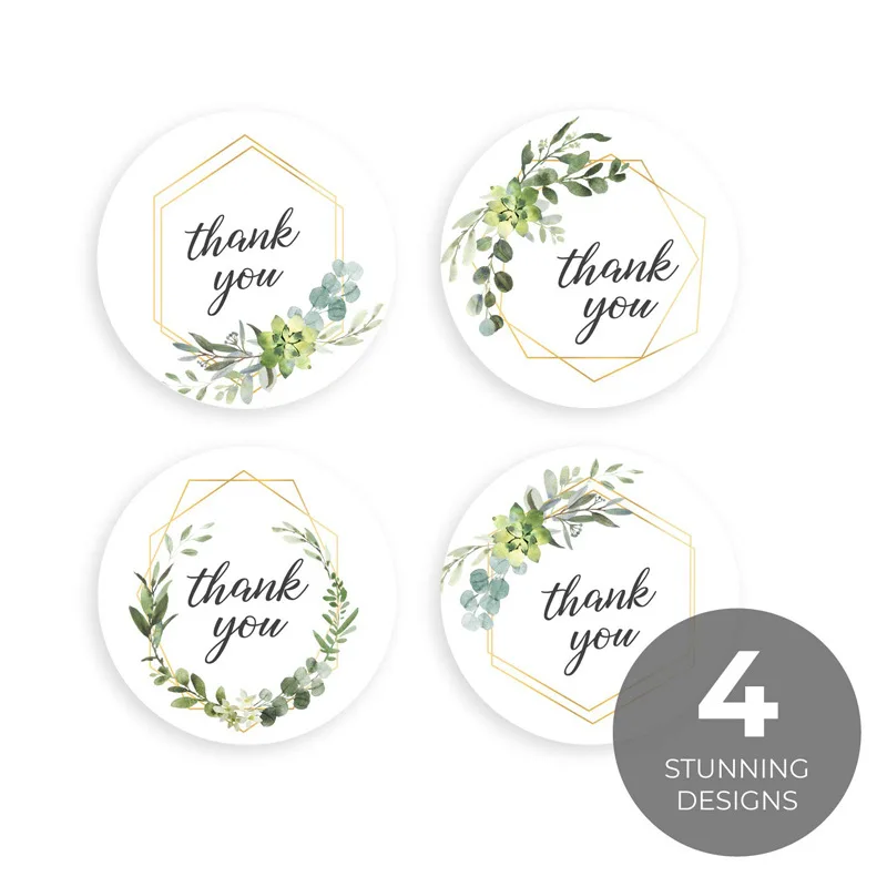 4 designs Greenery Frames Thank You Stickers seal labels for package decoration party wedding labels school stationery sticker