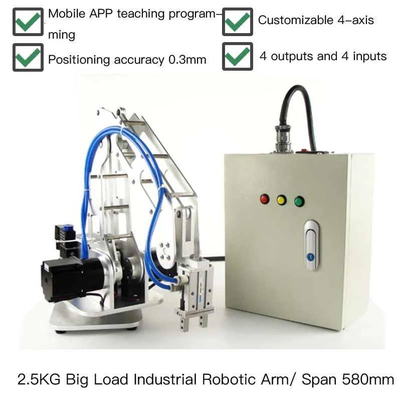 2.5kg duże obciążenie 3 osiowy przemysłowy ramię robota Manipulator ramię robota rozpiętość 580mm mobilny obsługa przez aplikację w telefonie 3 DOF