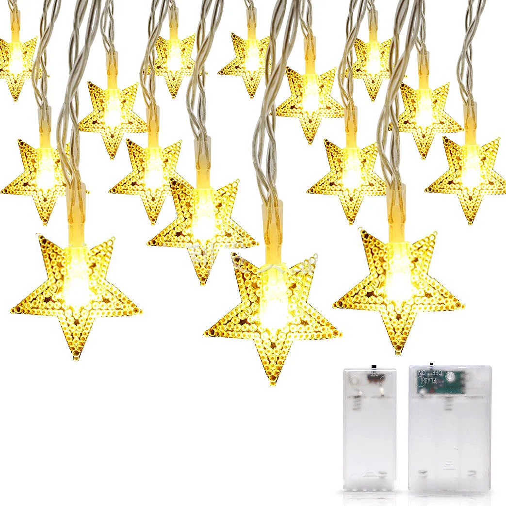 LED Garland Holiday Star String Fairy Lights Hanging Ornaments Christmas Tree Decorations for Home Party Christmas Decorations