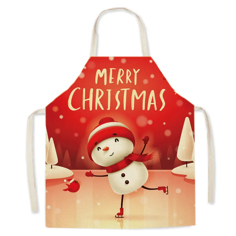 Hot New Christmas Party Room Decoration Kitchen Waterproof Apron Children\'s Creative Cartoon Painting Anti-fouling Apron Bib