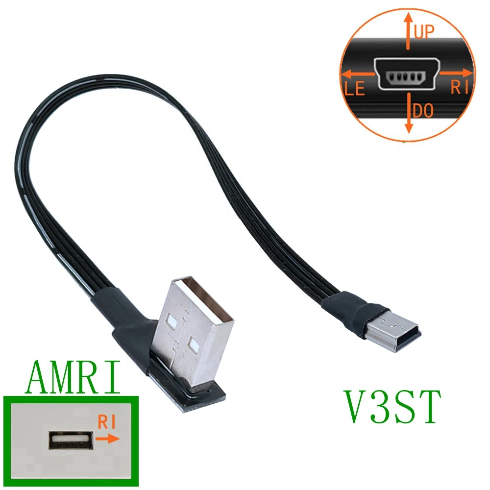 0,05 M 0,1 M 0,2 M 0,5 M USB Daten Kabel A Stecker auf Mini USB B 5Pin Männlichen 90 grad OBEN/Unten/Links/Rechts Winkel Adapter