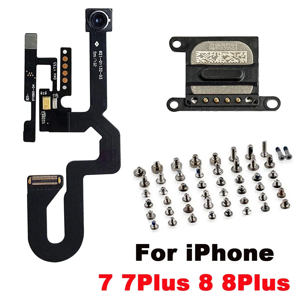 

Передняя камера с датчиком бесконтактного освещения, микрофон, гибкий кабель для iPhone 7 7P 8 Plus + наушник + полная замена винтов