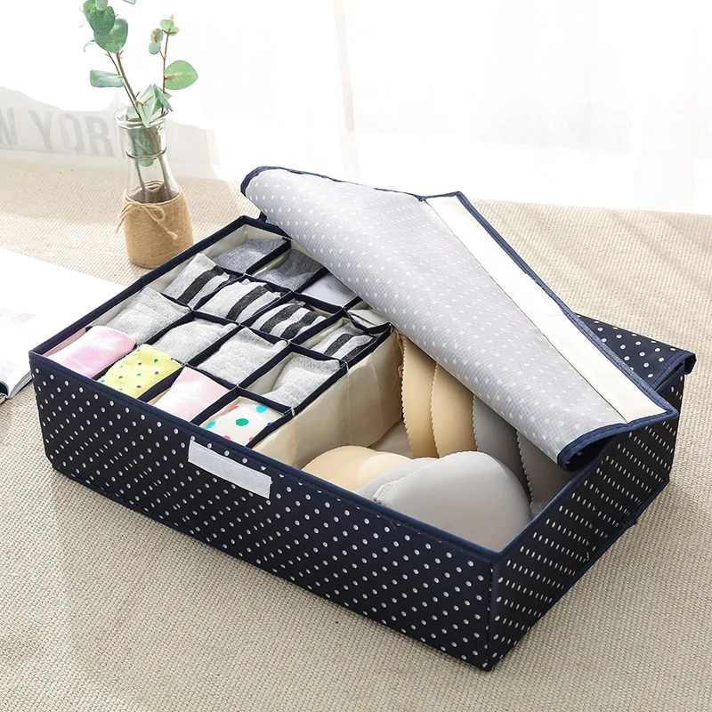 

17-Grid Foldable Underwear Bra Storage Box Washable Underpants Socks Storage Organiser Closet Organizer Clothes Container Drawer