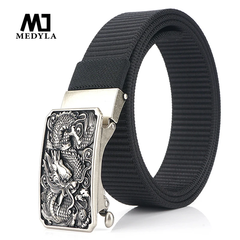 

MEDYLA Brand Fashion Men's Belt Automatic Buckle Casual Nylon Belt Personalized Buckle Designer Men Belt Dropshipping BLL049