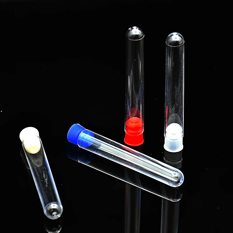 Plastic Test Tube 12*60 mm Hard Benzene Test Tube 3ml High Transparencies Polystyrene Radioimmunoassay Tube With Caps 100 / PK