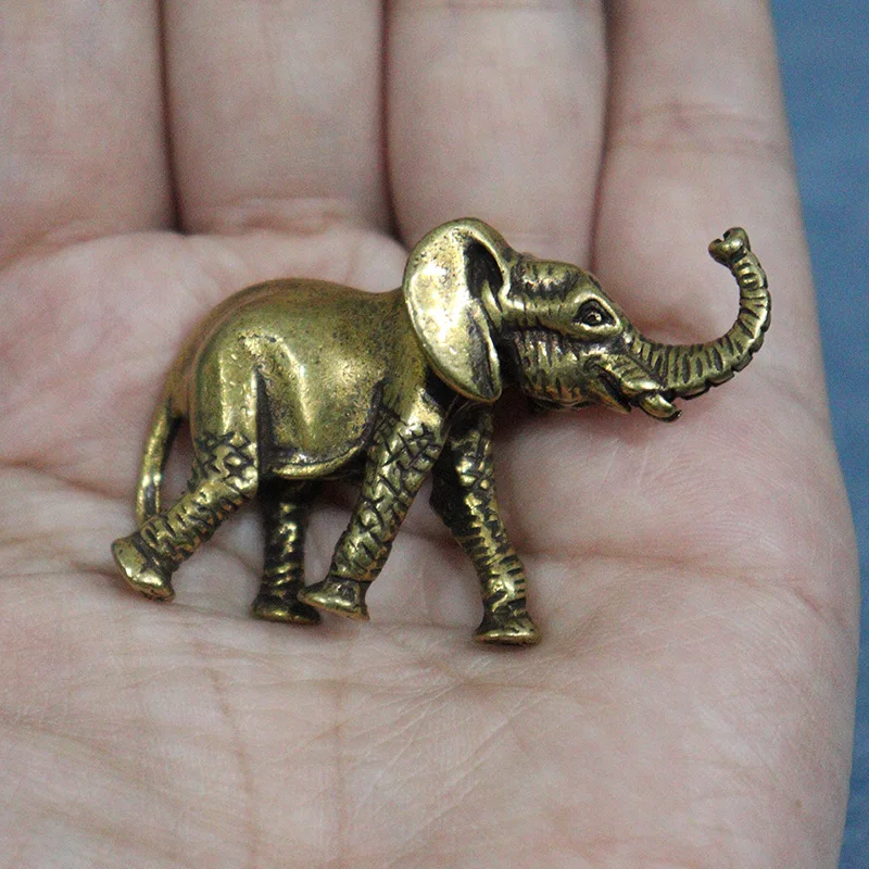 Vintage Brass Elephant Home Decor Ornaments Crafts Miniatures Figurines Desk Decoration Accessories Handmade Mini Animals Statue