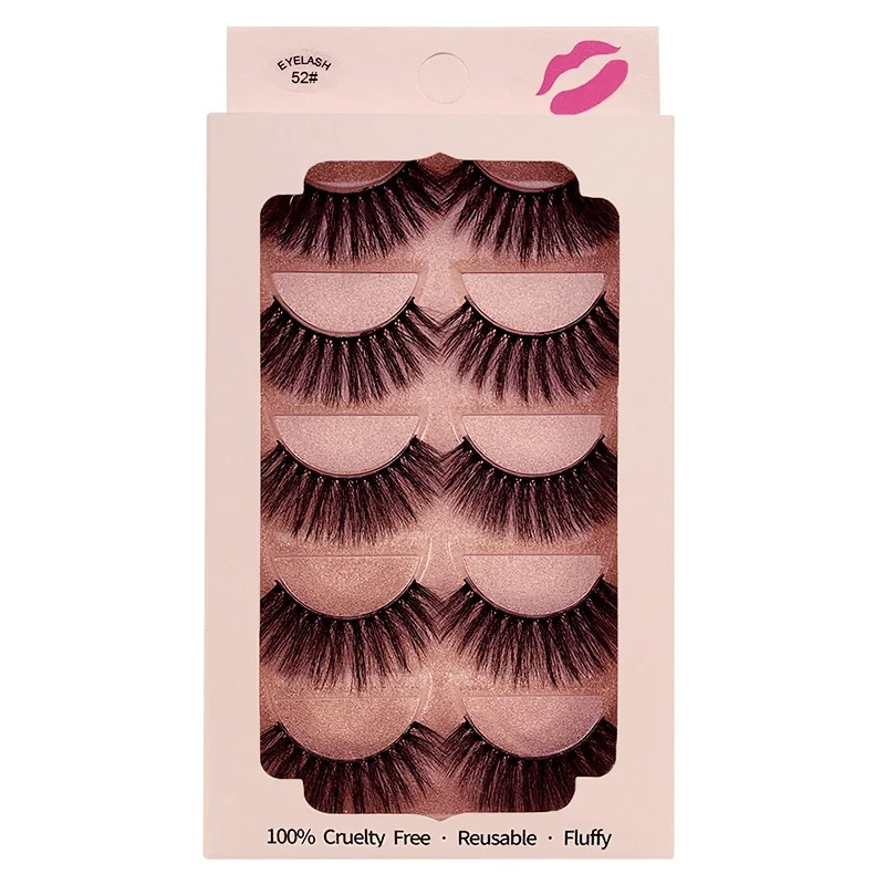 Hot Soft Light 3D Fake Lashes Mink Thick Natural Long Hand Made 5 Pairs False Eyelashes Extension Set Reusable 50 Sets/Lot DHL