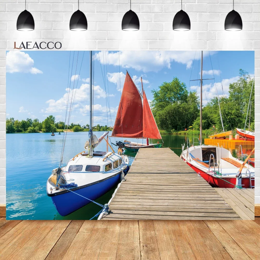 Laeacco Blue Sky Sea Luxury Cruise Deck Partyการถ่ายภาพฉากหลังภาพพื้นหลังไวนิลPhotophoneสำหรับPhoto Studio