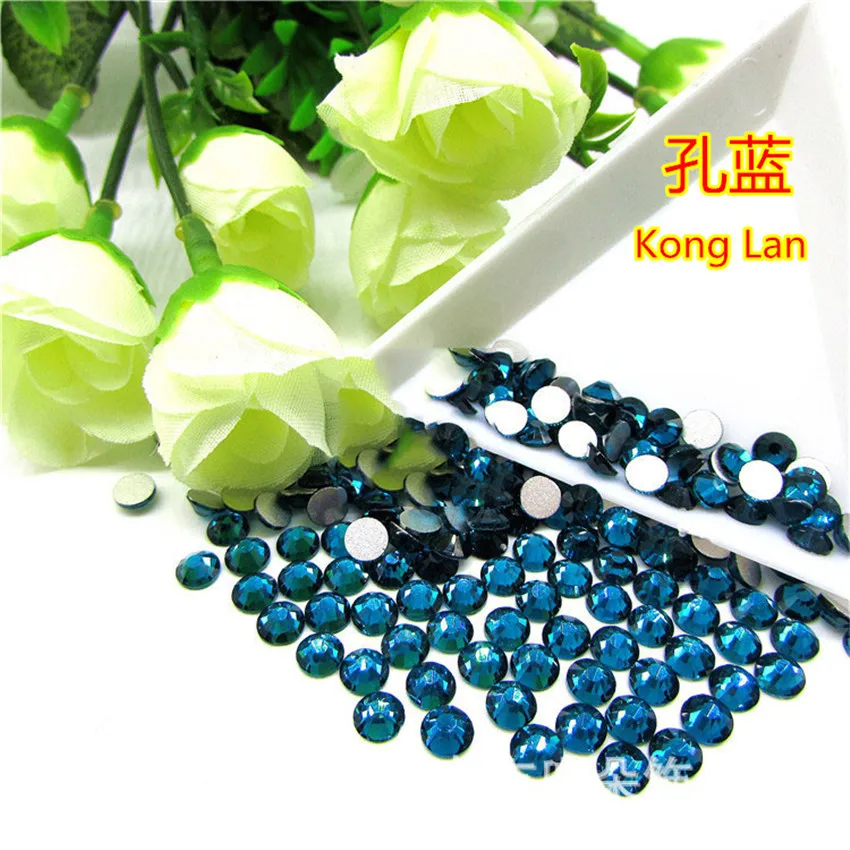 SS3 -SS8(1.3-1.4mm) Capri Blue Nail Art Rhinestones Non HotFix Stones Flat Back Glass Crystals For Nails Accessories