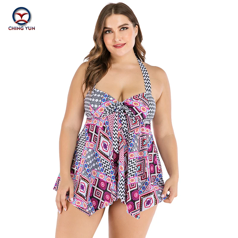 

2020New women's two piece swimsuit Printing Cover belly Sexy plus size Swimwear High elasticity swimming suit for Female biquini