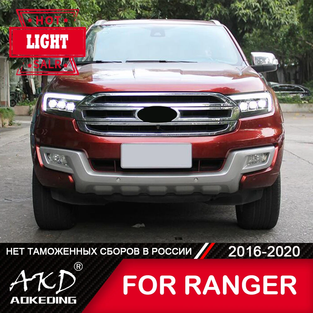 For Ford Ranger Head Lamp 2016-2020 Car Accessory Fog Lights DRL H7 LED Bi Xenon Bulb Thunder Everest Headlights