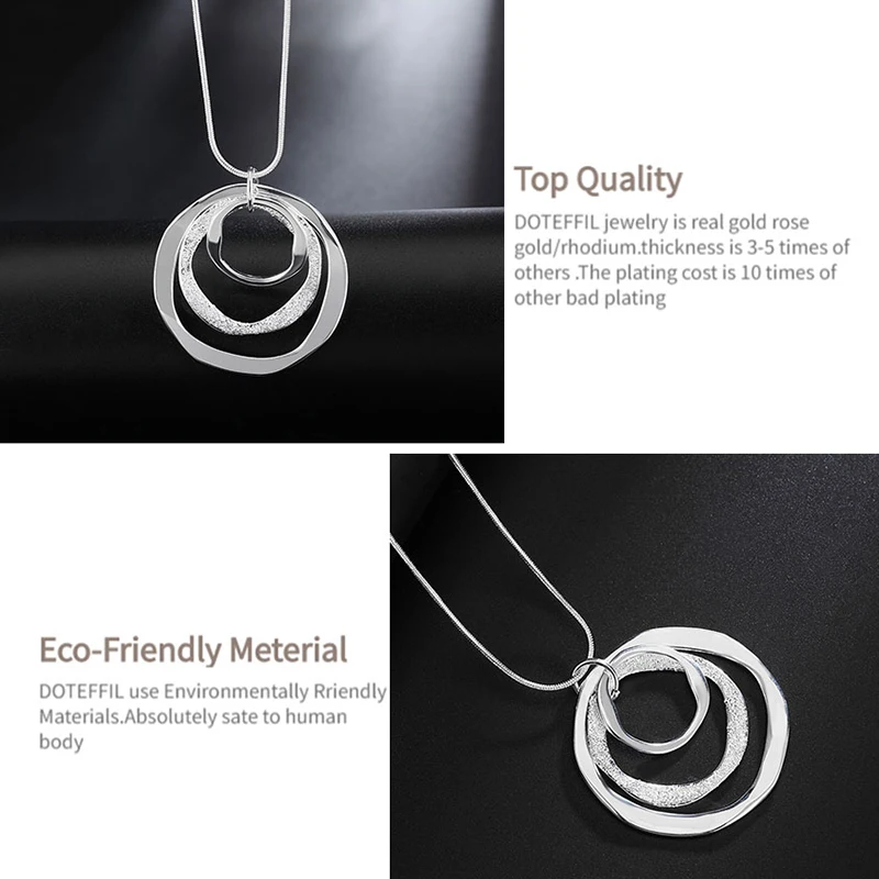 Women's 925 Sterling Silver Three Circle Pendant Necklace