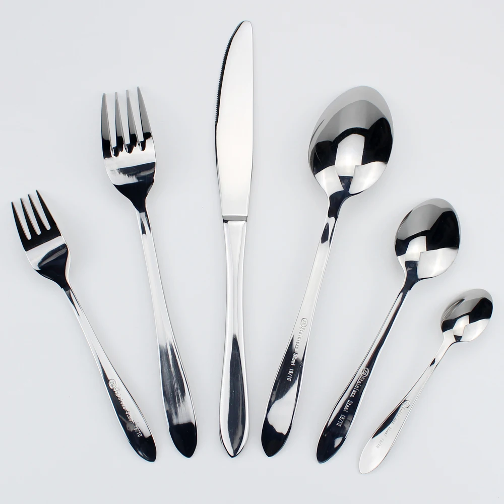 Fashion Concise Style Mirror Stainless Steel Cutlery Fairshaped Dinnerware Cake Fork Coffee Spoon 6 Option Utensils For Kitchen