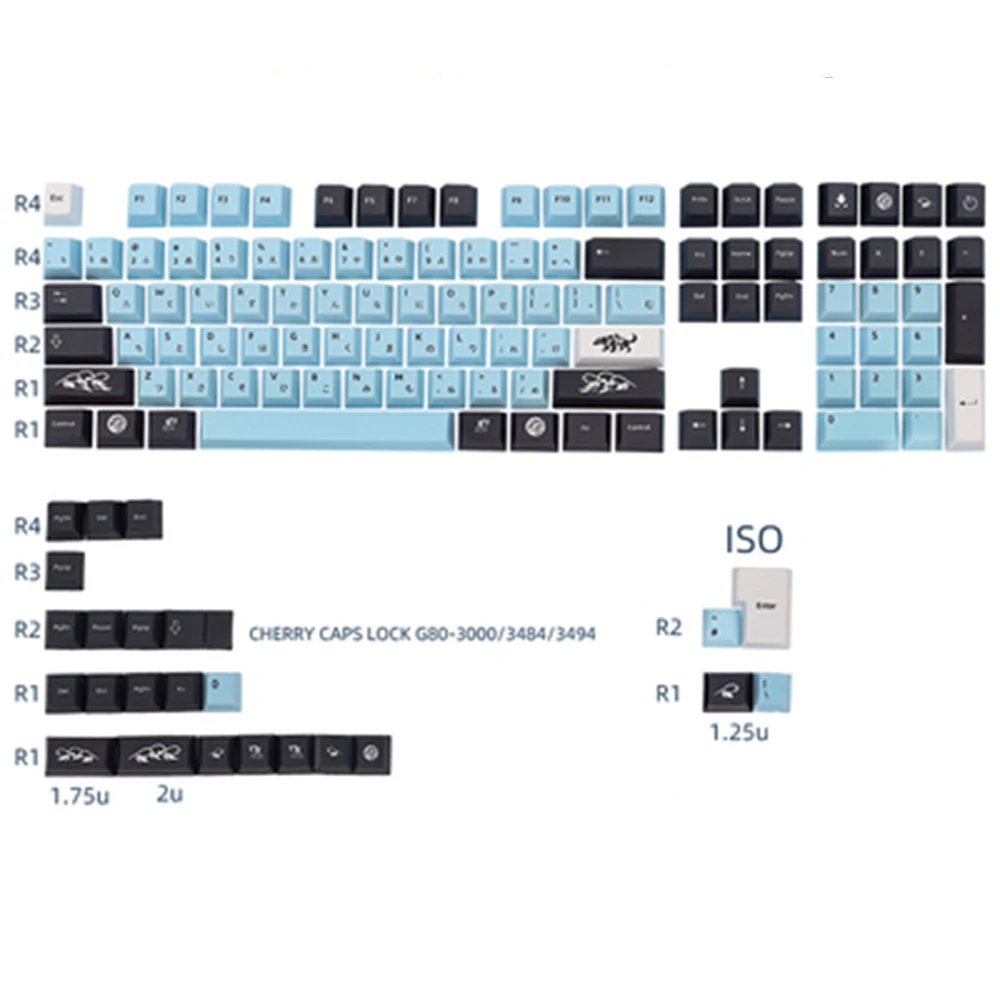 

GMK Mizu Keyboard Keycaps PBT 5 Sides Dye Sublimation Key Cap Cherry Profile Keycap With ISO Enter 1.75U 2U Shift For 64 68 96