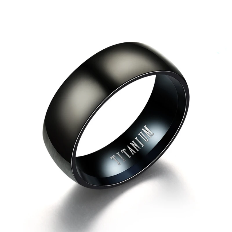 AsJerlya New Black Men Ring stainless steel Carbide Male Jewelry Wedding Bands Classic Boyfriend Gift 8mm Black Rings Women Men