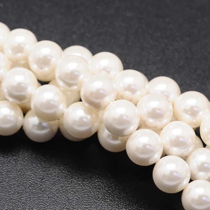 1 Strand Shell Pearl Beads 4/6/8/10mm Loose Beads Round Shape For Fashion Jewelry Handmade Necklace Bracelet Earring Making