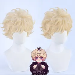 Anime Sugar Sugar Rune Vanilla Mieux Aisu Vanilla Light Golden Short Curly Anime Cosplay Wig Heat Resistant Hair Wigs + Wig Cap
