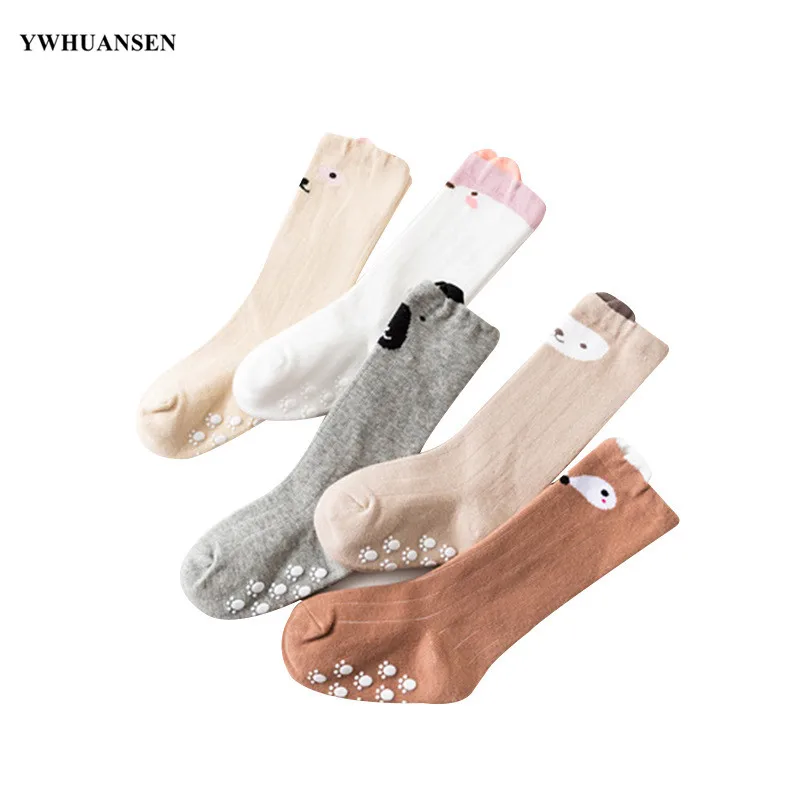 1 Pair 0 to 24M Cute Fox Baby Sock Non Slip With Grips Cotton Long Socks For Infant Girls Boys Newborn Knee High Socks 2020