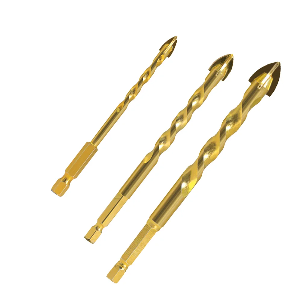 Broca triangular de quatro gumes com ponta de diamante, 6-12mm, torcida, azulejos de cerâmica, para abrir buracos de concreto, liga