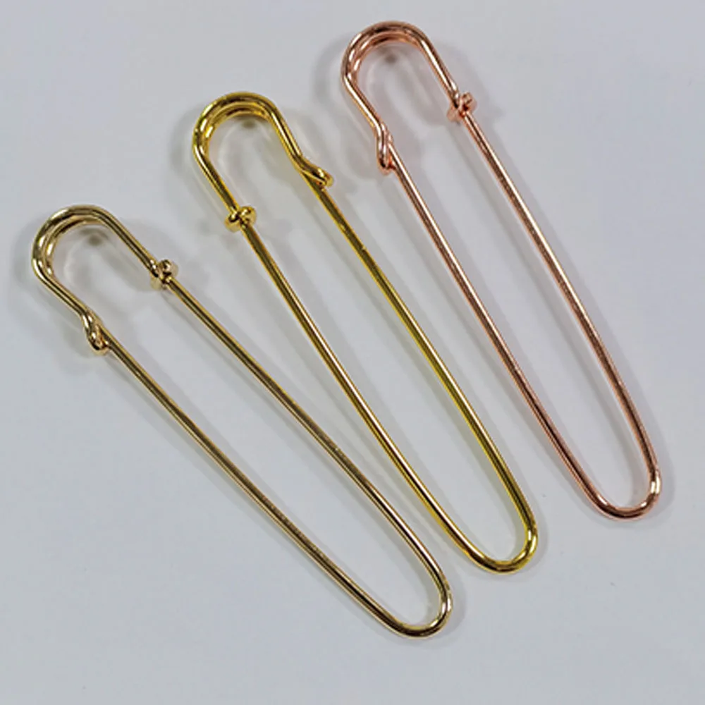 10 PCS Safety Pins 85mm Rose Gold/Gold Plated Safety Pin Brooch Stitch Markers Metal Safety Pins Loops Charms Jewelry Tag