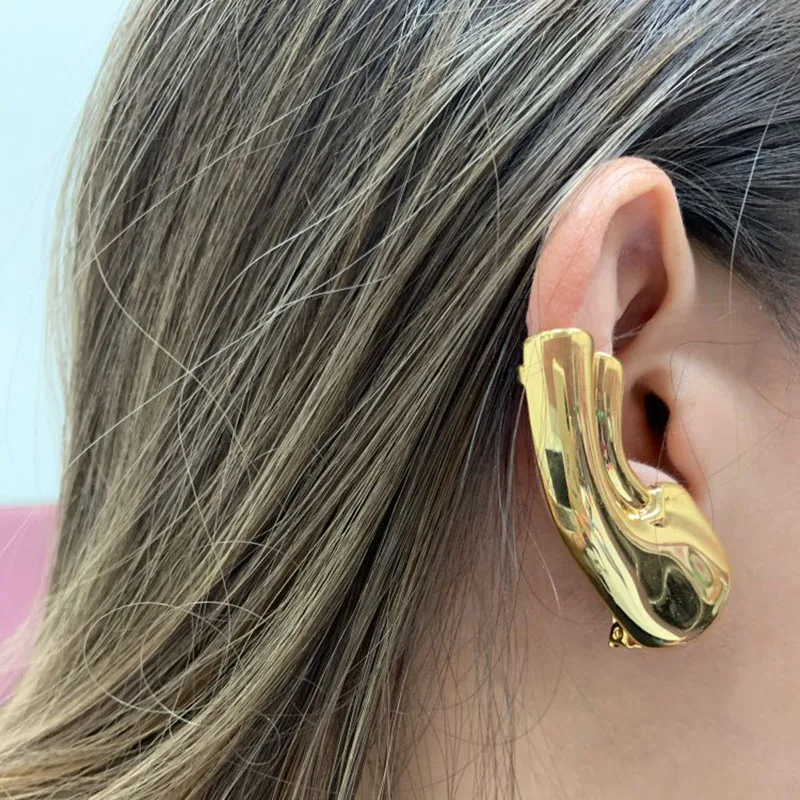 Earlobe Ear Cuff Clip On Earrings Without Piercing For Women men Gold Color Auricle Earings punk