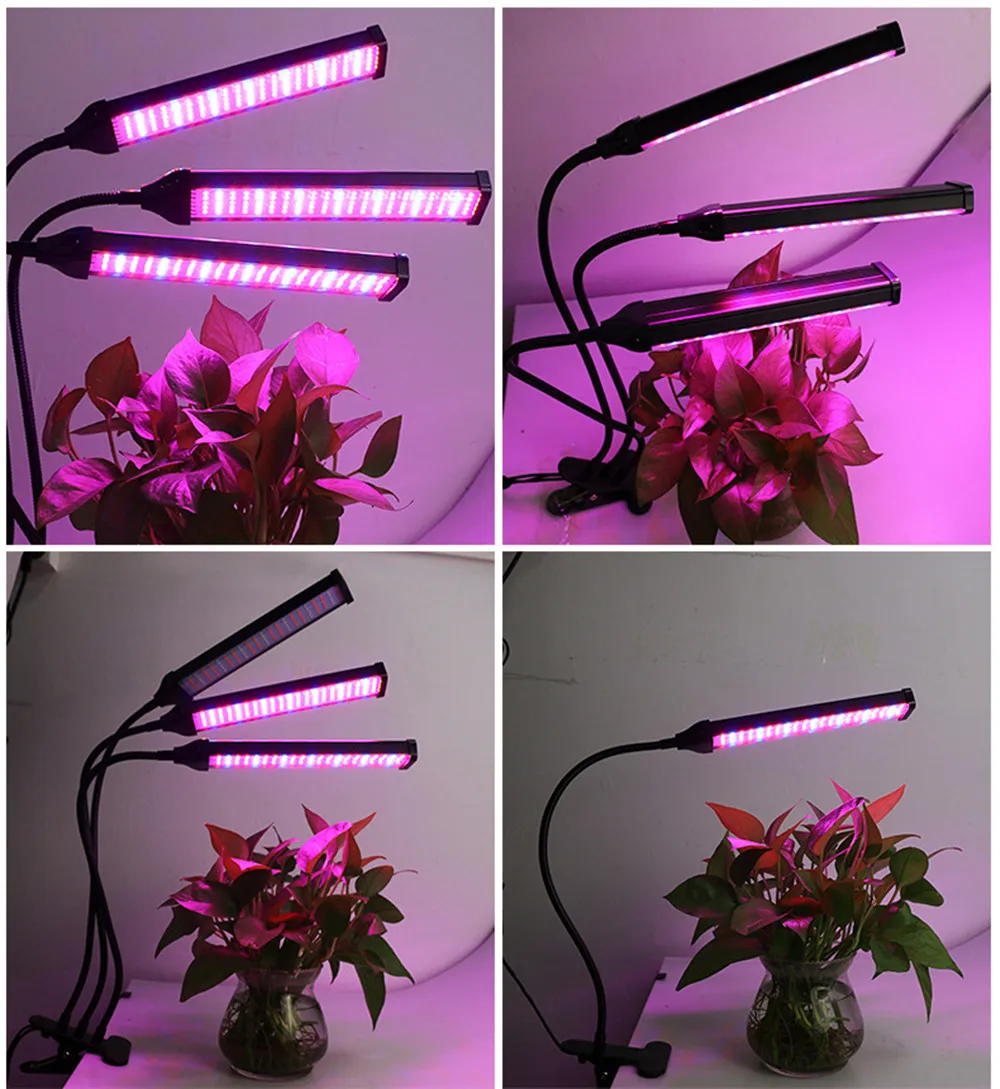 LED Grow Lamp with Wireless Timing Dimming Shelf, Indoor Hydroponic Seedlings Flower, Phyto Lamp, 660NM + 460NM, 1, 2, 3, 4