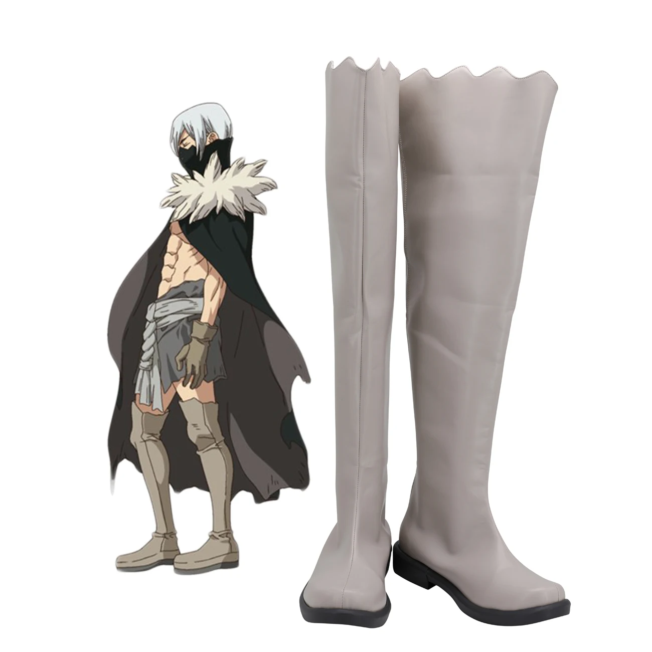

Dr. Stone Hyoga Cosplay Boots Customized Leather Shoes Any Size for Unisex