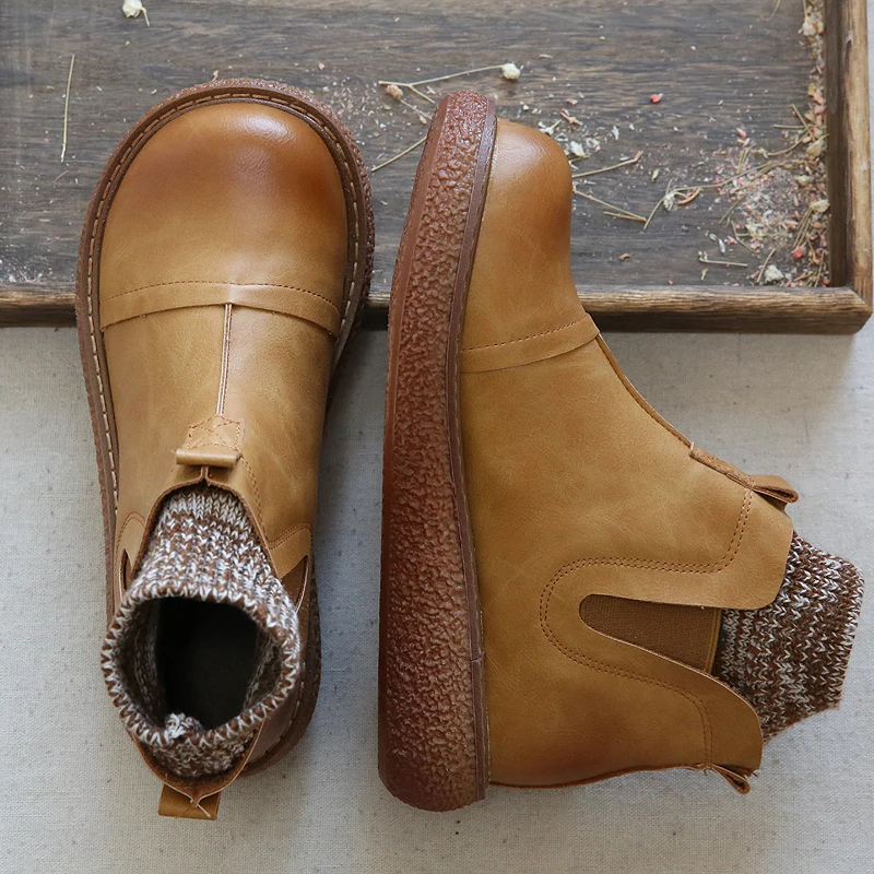 Careaymade-Women winter Boots leather casual ankle shoes Comfortable quality soft handmade lady flat Shoes with fur boots