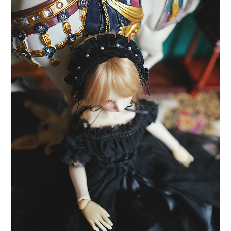 BJD dress 1/3 1/4 1/6 bjd doll Vintage tube black dress for 1/6 1/4 1/3 BJD SD doll accessories strapless Trailing skirts