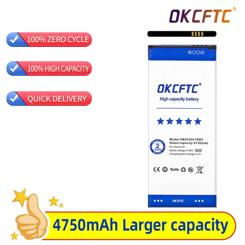 Orginal HB4342A1RBC 4750mAh Battery For Huawei Honor 4A Honor 5A LYO-L21 Y5II Ascend 5 + Y6 SCL-TL00 CUN-U29