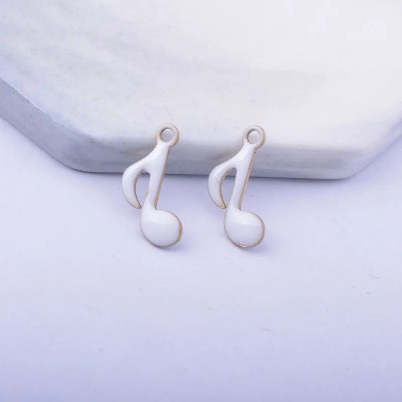 30 Stück 15*9mm Kupfer Beidseitig Emaillierte Schlagnoten-Anhänger Musiknoten-Anhänger DIY Schmuckherstellung – Detail 7