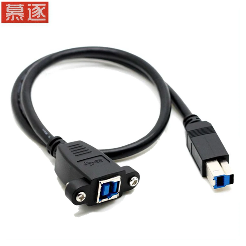 USB 3.0 B male To female Extension Cable with Panel Mount black color 0.5m