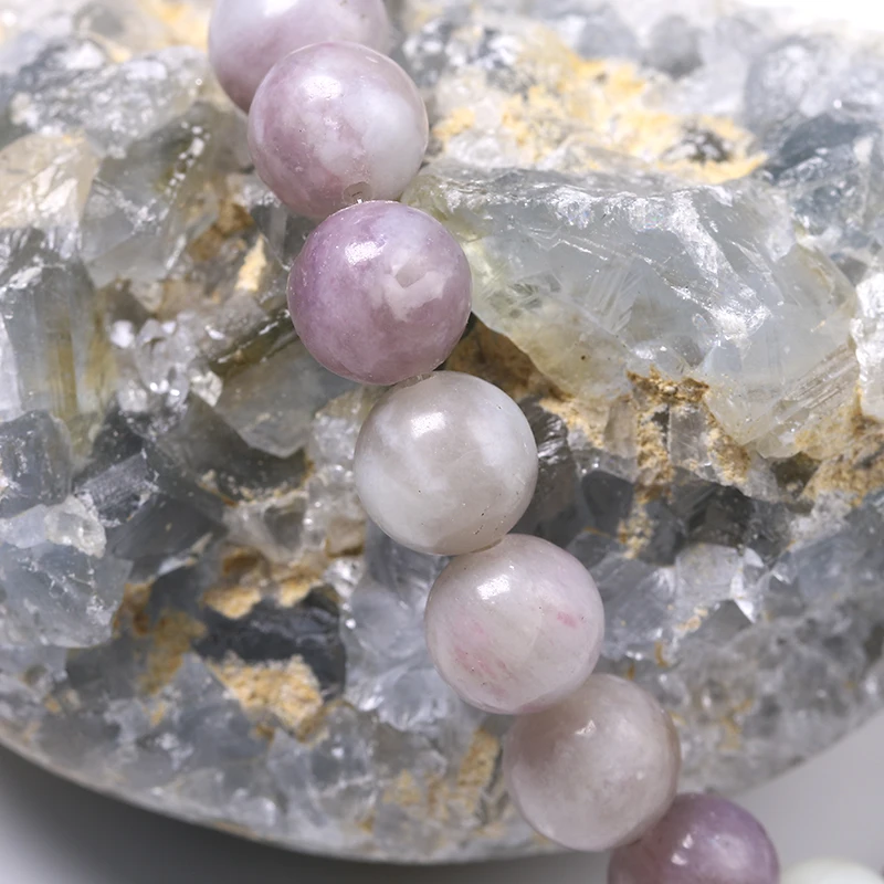 Natural Lepidolite Bracelet Bracelet Fashion Strand Jewelry Cleansing Healing Stone Bracelets Handmade Wrist Accessories