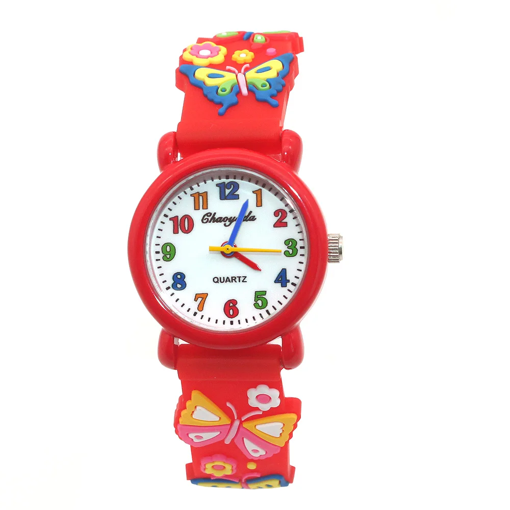 New Butterfly Watch 3D Silicone Strap Children Quartz Watch Kids Girl Boys Students Watches Wristwatch Xmas Gifts Colorful Dial