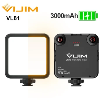 Ulanzi VIJIM VL81 VL200 3200k-5600K 밝기 조절 미니 LED 비디오 라이트, 스마트폰 SLR 카메라용, 충전식 브이로그 3000mAh 필 라이트