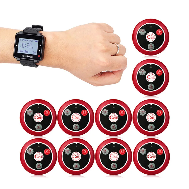 Retekess T128 Restaurant Pager Drahtlose Kellnerrufsystem 2 Uhr Empfänger + 10 stücke T117 Ruftaste Für Cafe Klinik – Detail 17