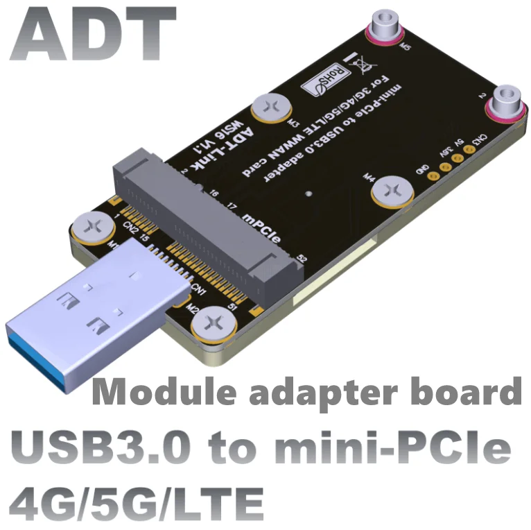 

Mini-PCIe to USB 3.0 adapter card with dual SIM card slots Support 4G/5G/LTE module high current for WWAN module adapter test