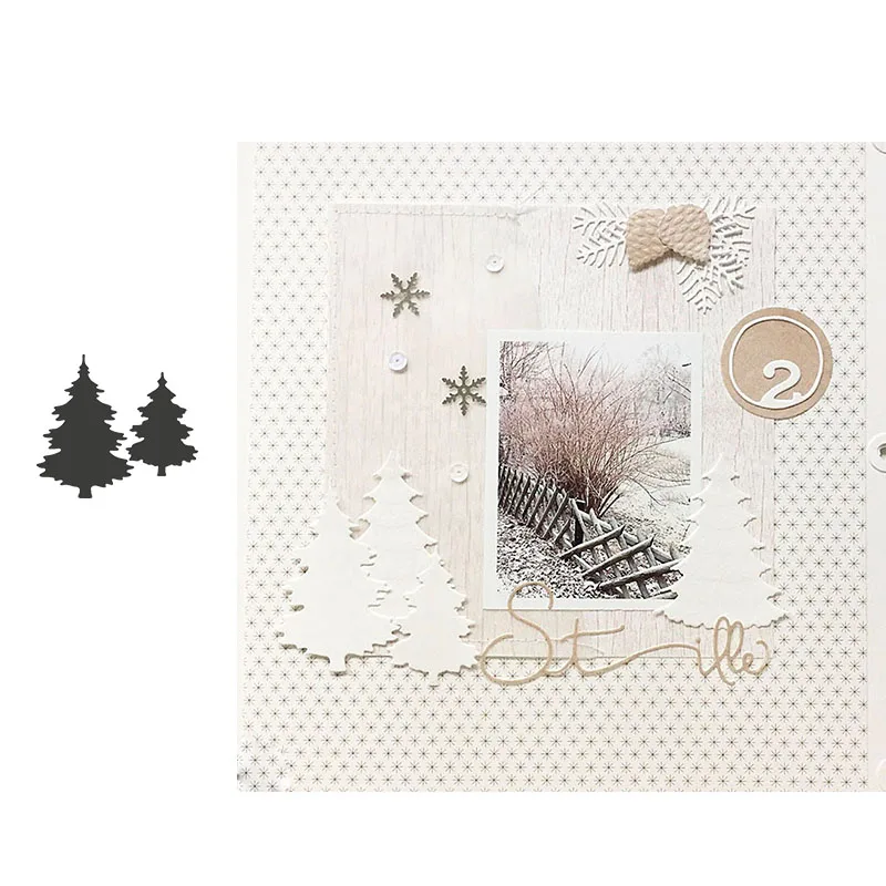 small winter pine tree metal cutting dies cut die mold Scrapbook cards making paper craft knife mould dies new 2019