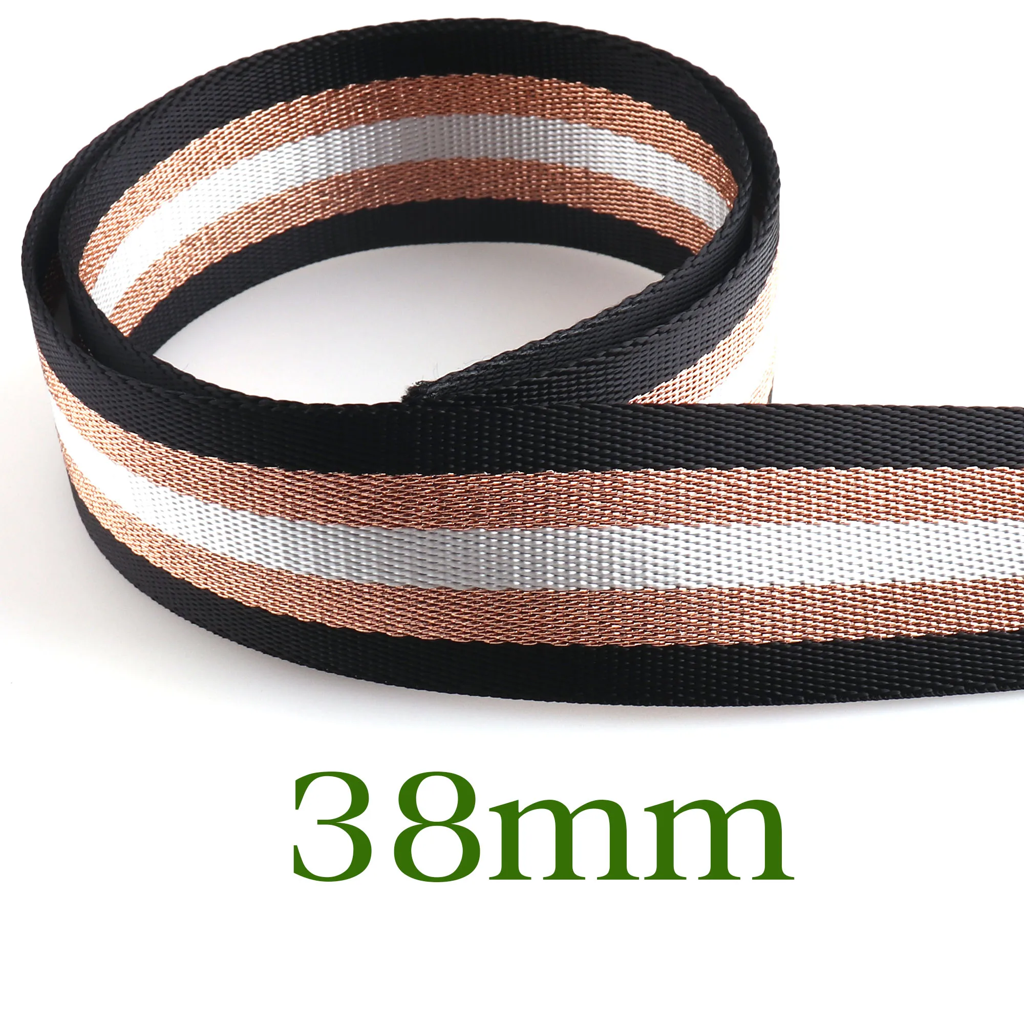 

38mm Webbing Polyester Black White Striped Webbing Nylon Webbing Straps Ribbon Purse Straps Bag Handle Dog Collar -1 1/2"