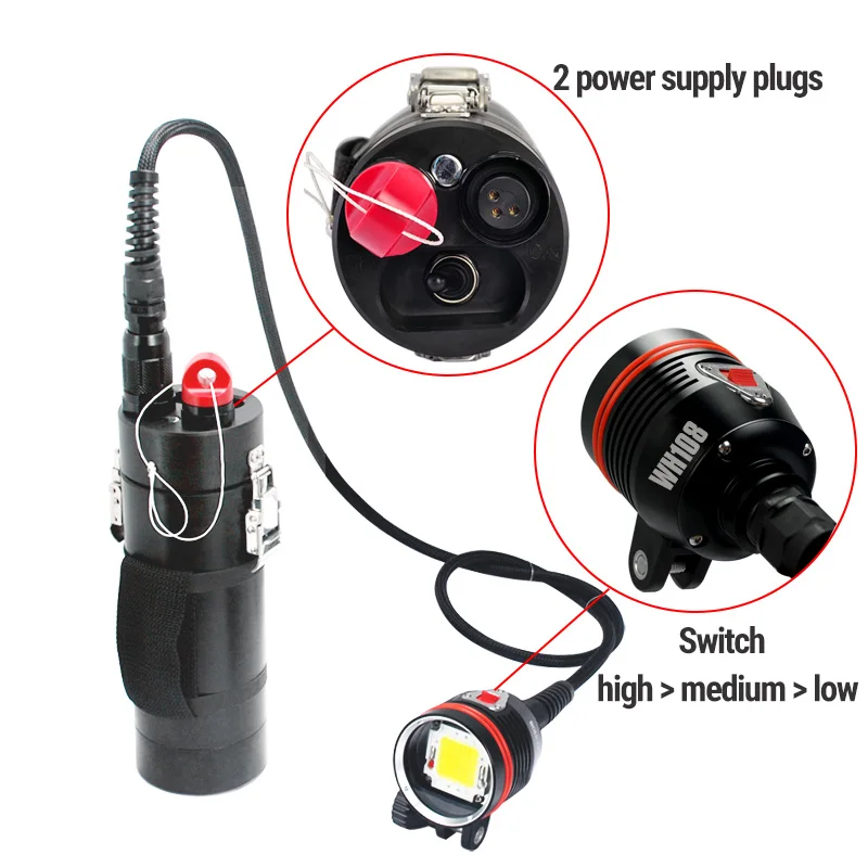 DH102 Large diving lights Max 10,000 lumen diving lignting HD diving video light Underwater 150m diving photography fill lights