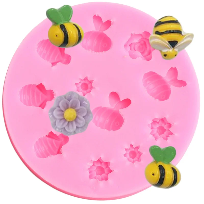 Sunflower Silicone Mold Flower Bee Cupcake Topper Fondant Mold Cake Decorating Tools Candy Polymer Clay Chocolate Gumpaste Mould