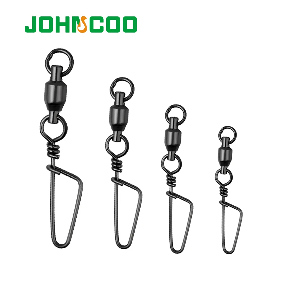 JOHNCOO Fishing Ball Bearing Swivel with Coastlock Snap 0-7# Stainless Barrel Swivels Fishing Connector