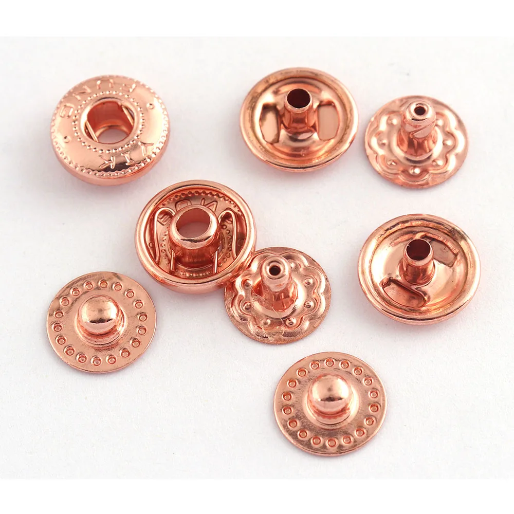 Rose Gold Snap Buttons Spring Snap Fasteners Snap Rivet Buttons Leather Craft Buttons Poppers Snap Fasteners Leather Closure