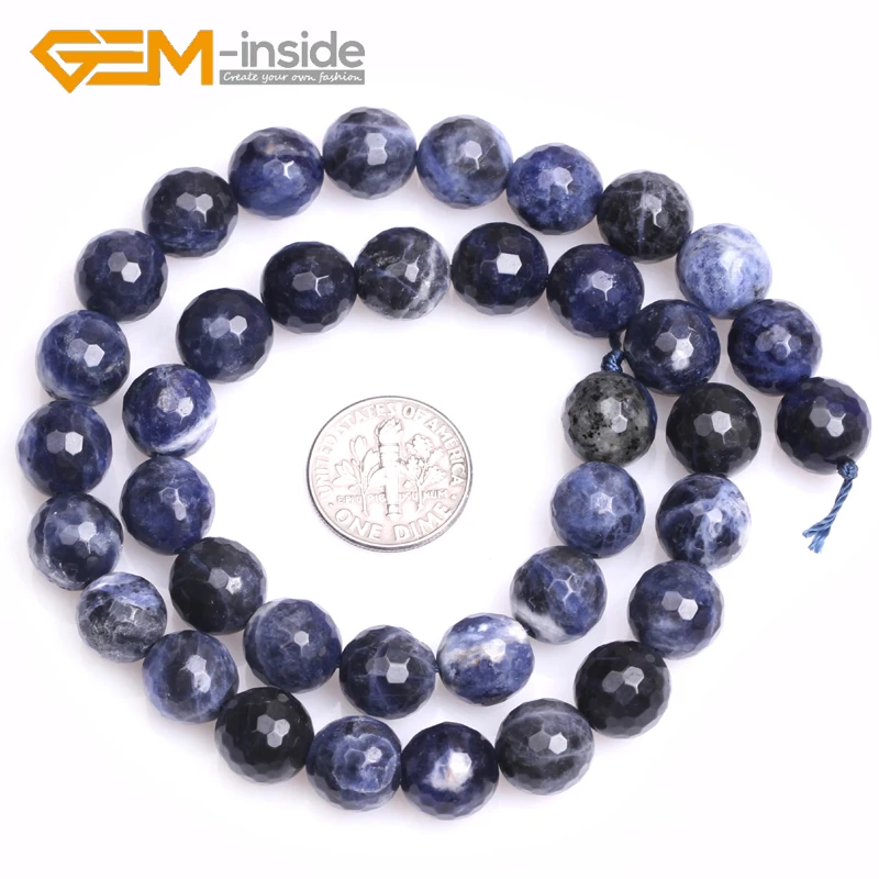 Round Faceted Sodalite Beads: 4mm 6mm 8mm 10mm 12mm Natural Stone Beads Loose Beads For Jewelry Making Strand 15\