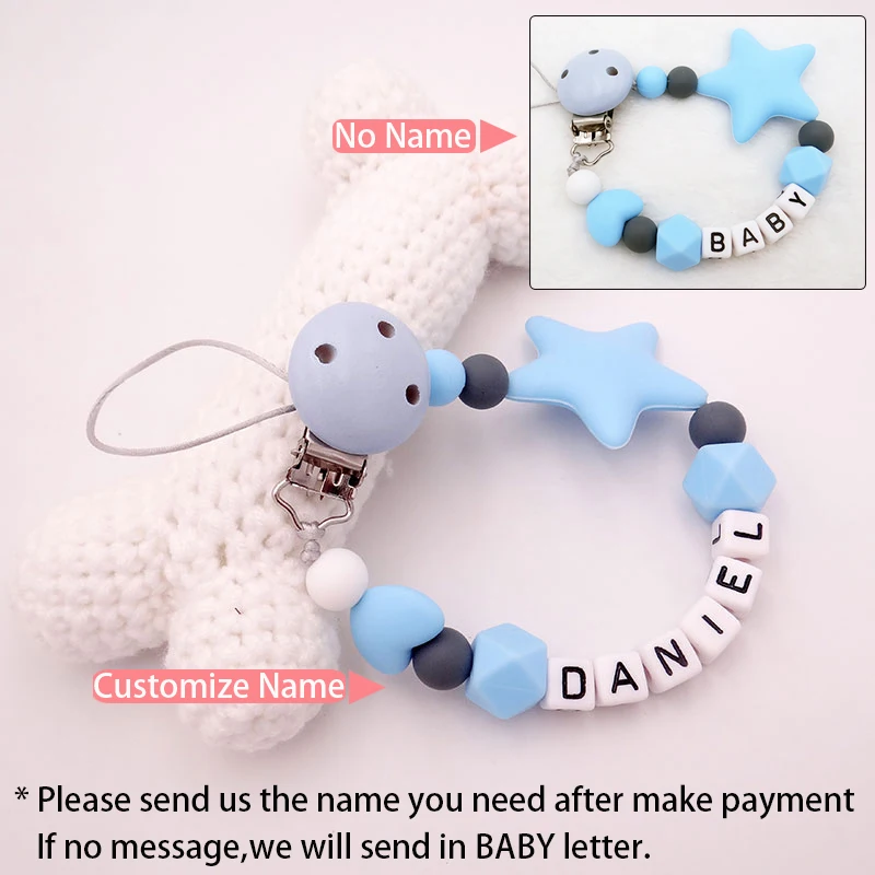 Handgemachte Personalisierte Name Schnuller Clips Nippel Halter Silikon Anhänger BPA FREI Anpassen Zitzen Schnur Dummy Kette Dusche Geschenk