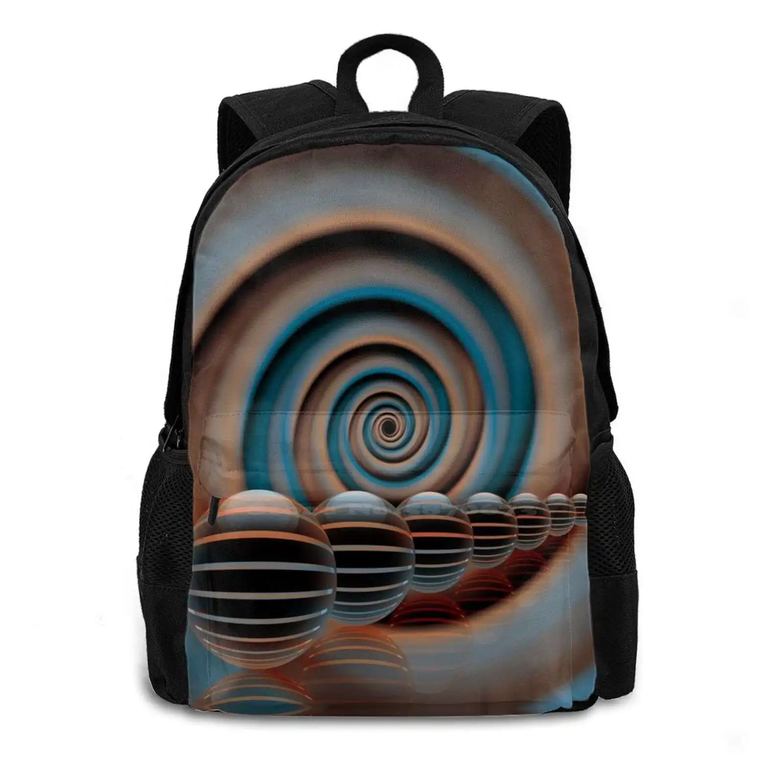 Destiny Tunnel Fashion Pattern Design Travel Laptop School Backpack Bag Fantasy Imagination Lines To Form Areas Blue Brown