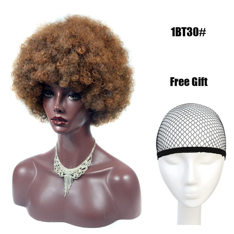 Afro Wig Synthetic Short Fluffy Hair Wigs With Bangs For Black Women African Kinky Curly Hair Cosplay Wigs For Party Dance