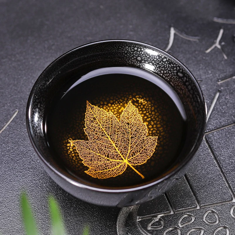 

130ml Large Teacup Maple Leaves Delicate Tea Cups Travel Tea Bowls Kung Fu Tea Set Porcelain Teaware Teacup Chinese