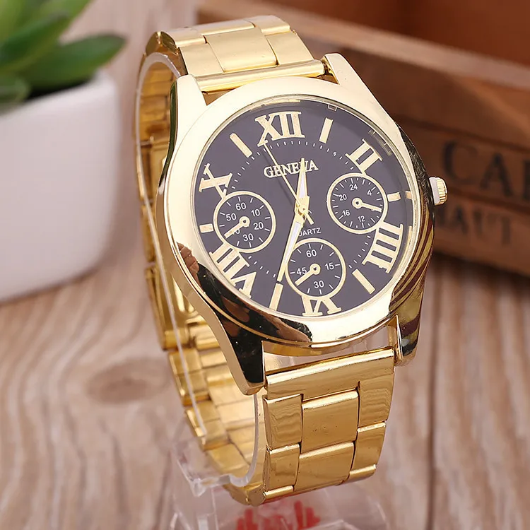 2023 New Famous Brand Geneva Rosy Gold Casual Quartz Watch Women Full Stainless Steel Dress Watches Relogio Feminino Hot Clock